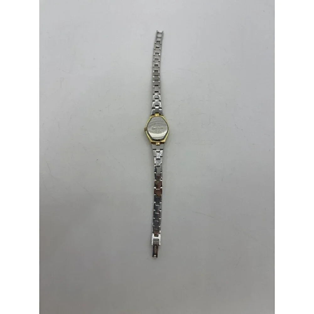 Vintage Helbros Quartz Women's Oval Watch Y481F 89-4 Two Tone Gold Tone Face